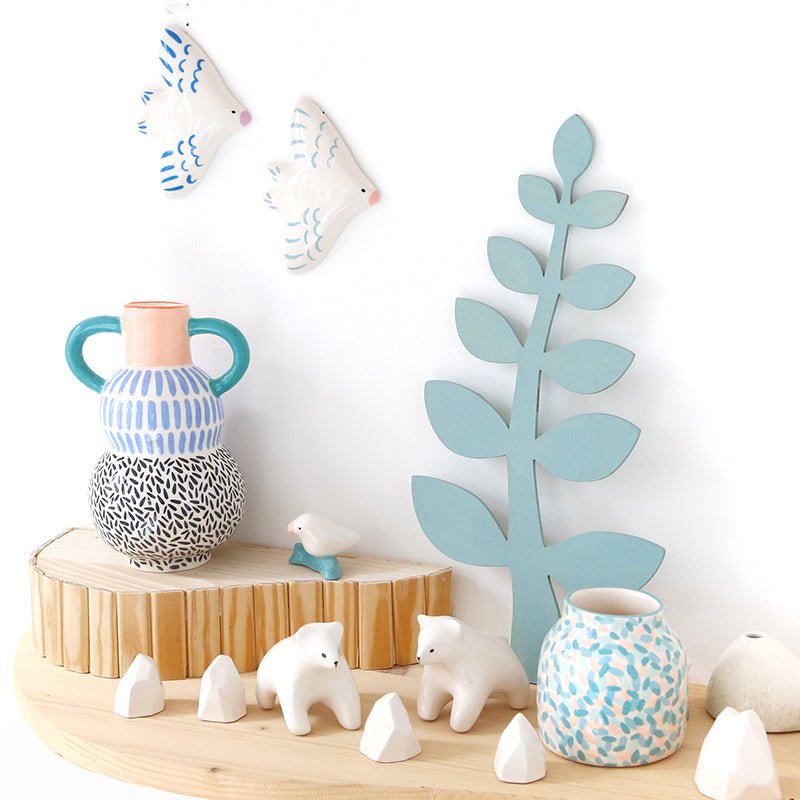 Wall bird - Green and white
