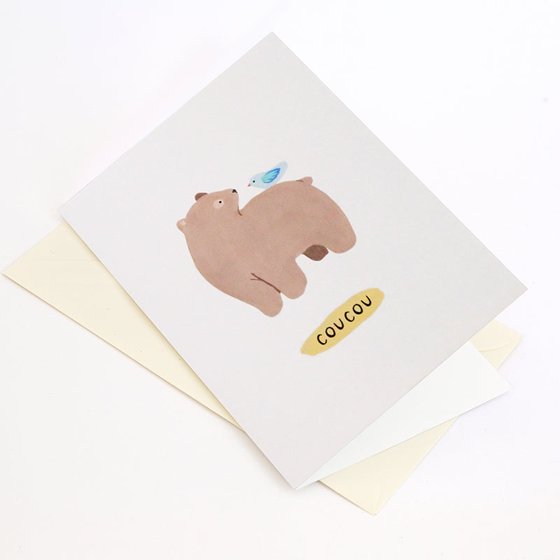 Carte "Ours et Oiseau" - Coucou