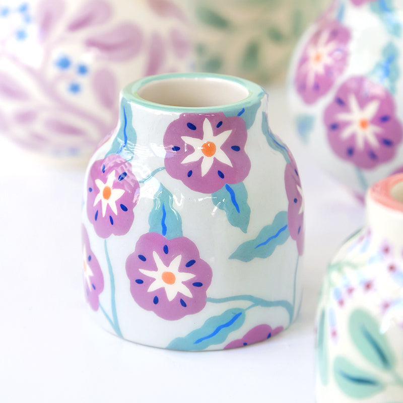 Petit vase "Fleurs Mauves"