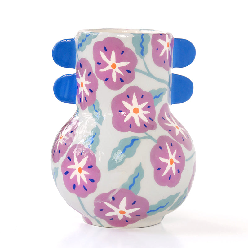 Vase à oreilles "Fleurs Mauves"